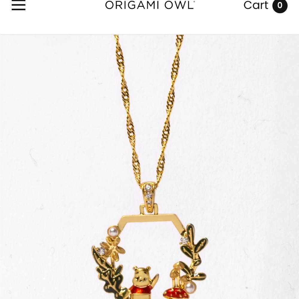 Disney Gold Winnie the Pooh Necklace with Red Accents
